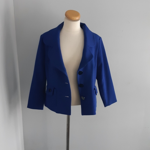 Chapter One Womens Coat Sz 12 Cobalt Blue Lined long sleeves - Picture 3 of 12